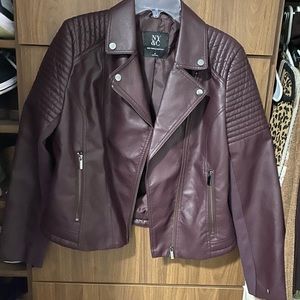 Burgundy Faux Leather Jacket